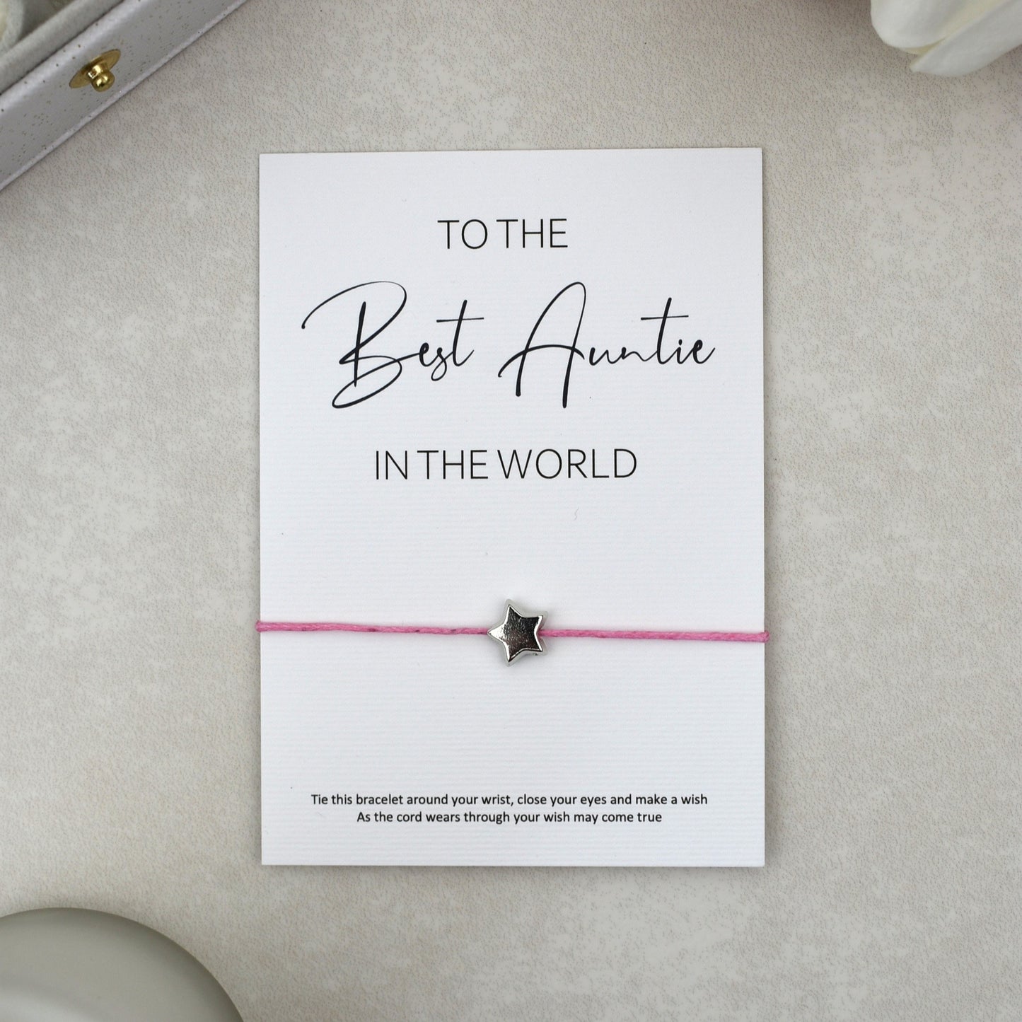 CLEARANCE - To The Best Auntie In The World Wish Bracelet