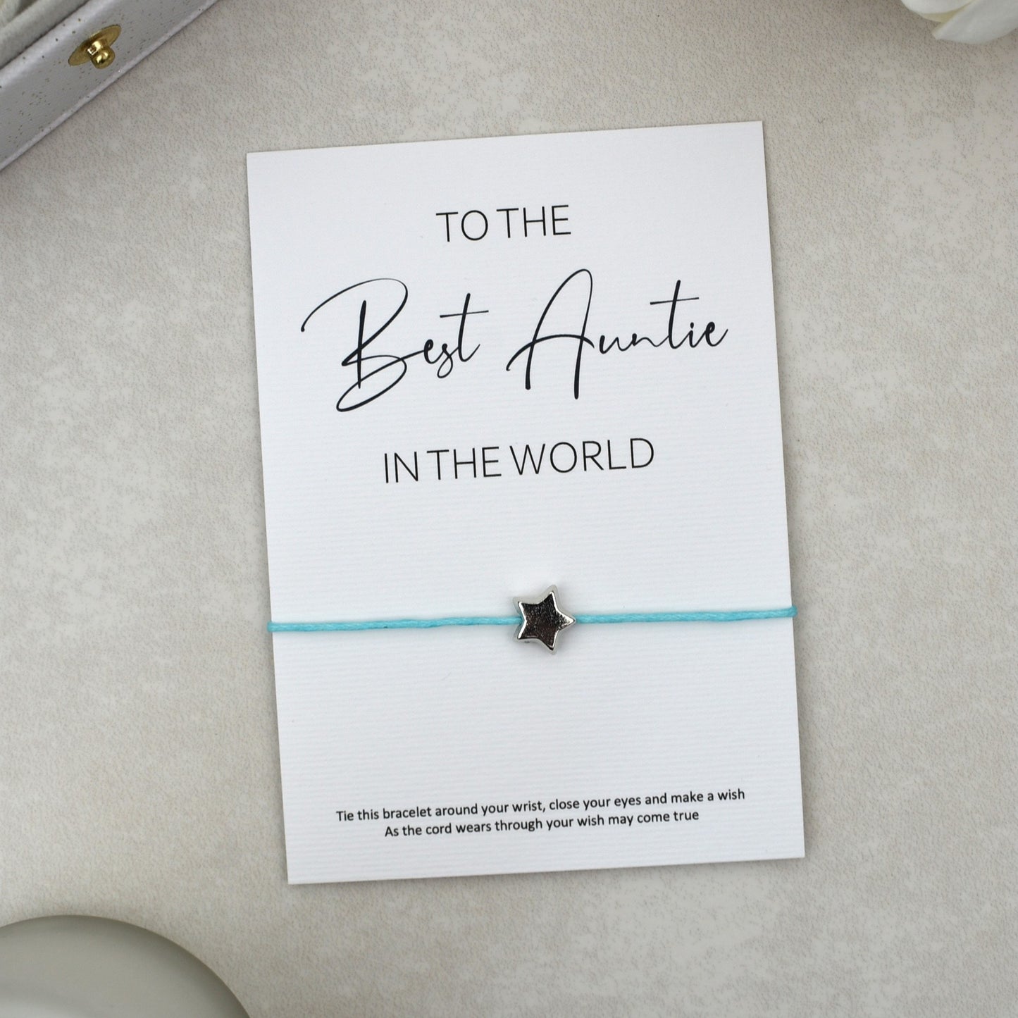 CLEARANCE - To The Best Auntie In The World Wish Bracelet