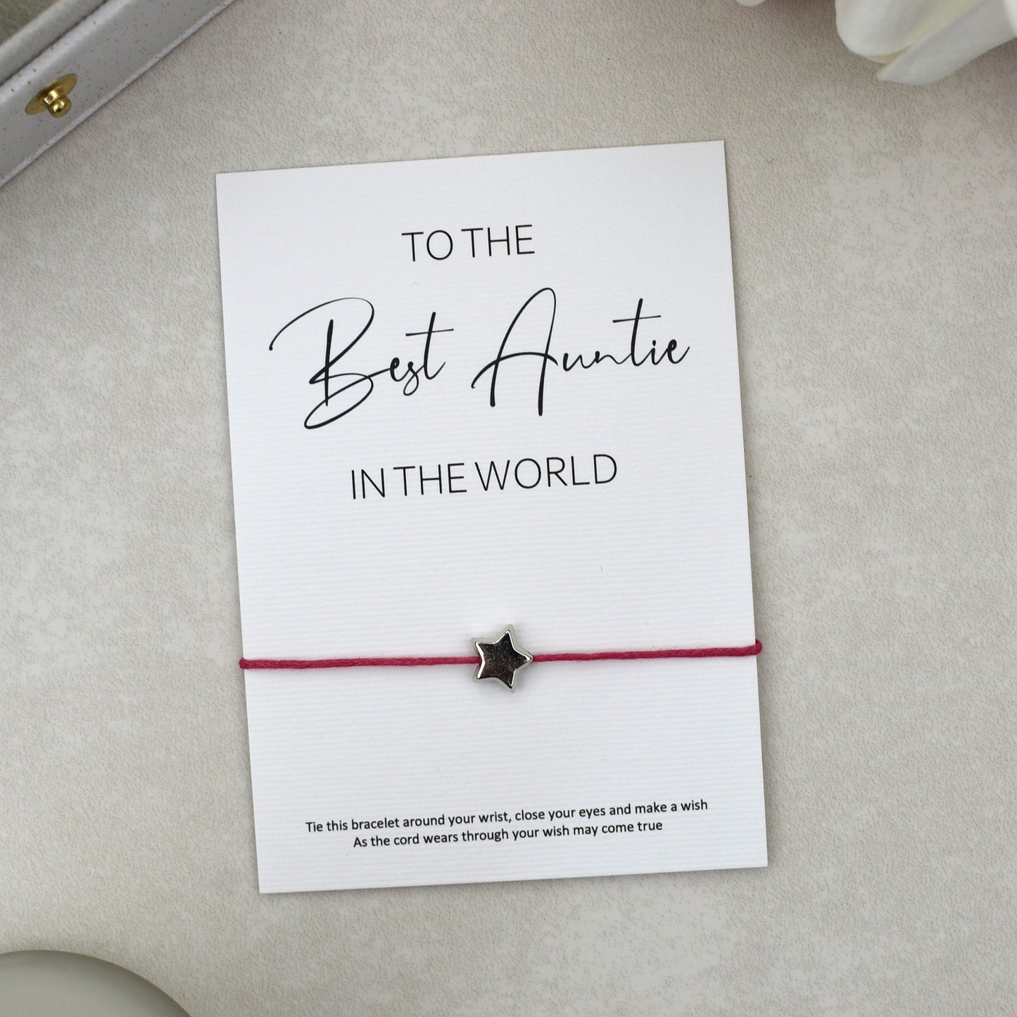 CLEARANCE - To The Best Auntie In The World Wish Bracelet
