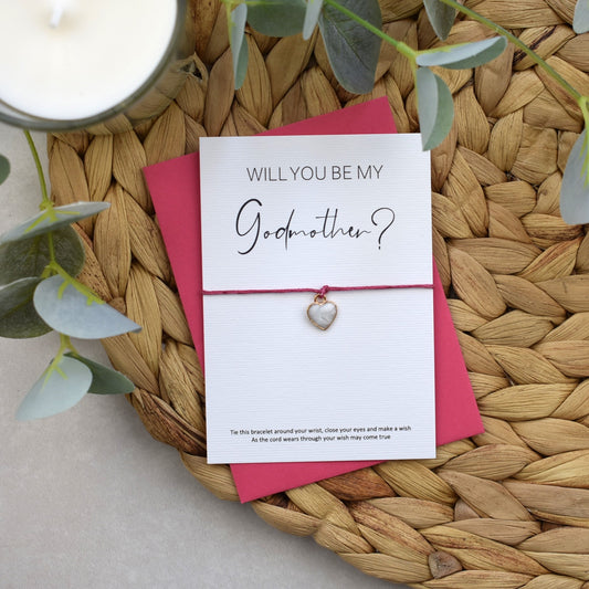 Will You Be My Godmother? Wish Bracelet - Heart Charm