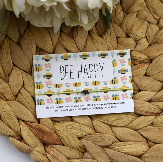 Bee Happy Wish Bracelet - Heart Charm