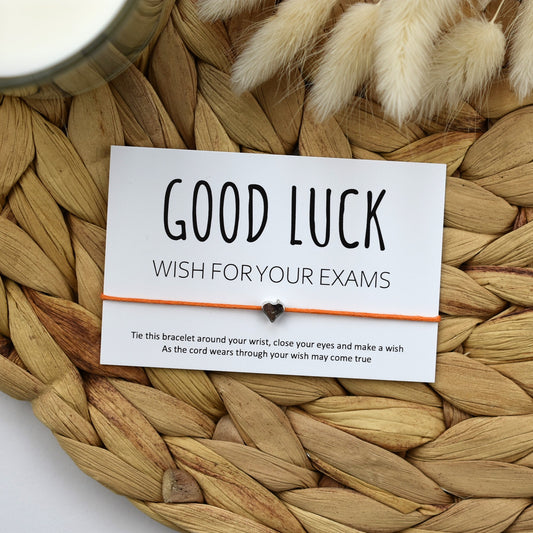 Good Luck Wish For Your Exams Wish Bracelet - Heart Charm