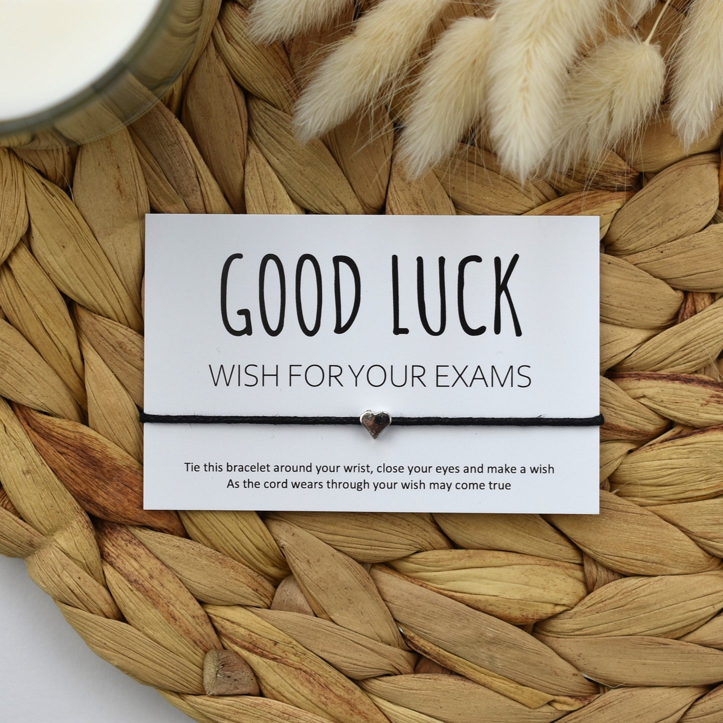 Good Luck Wish For Your Exams Wish Bracelet - Heart Charm