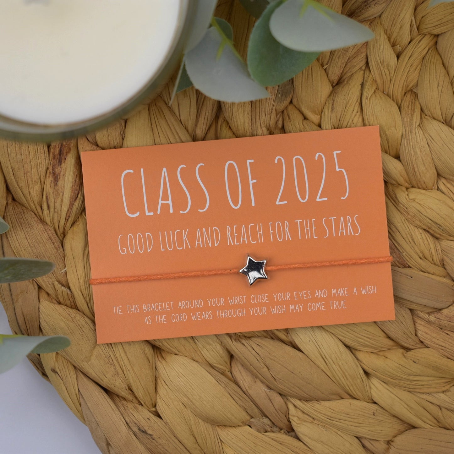 Bulk Priced | Class of 2025 Good Luck And Reach For The Stars Wish Bracelet | Orange