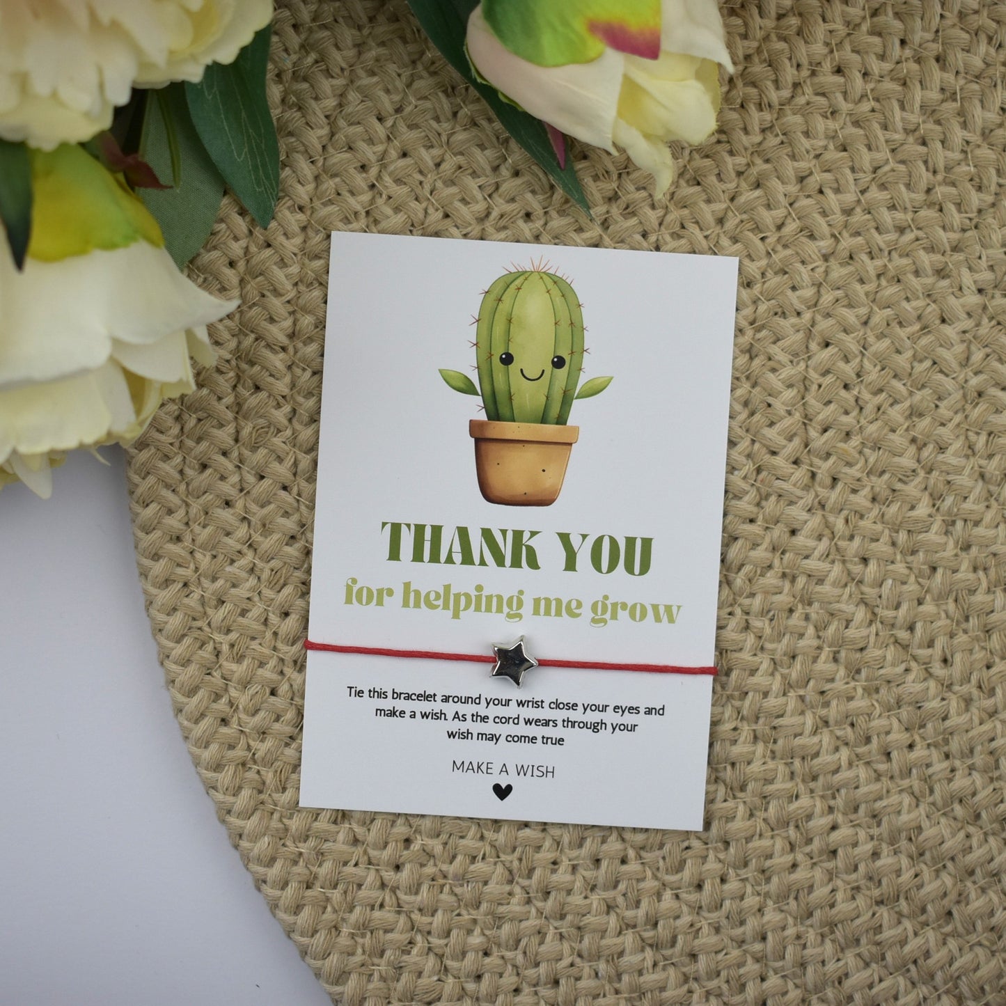 Thank You For Helping Me Grow Cactus Wish Bracelet