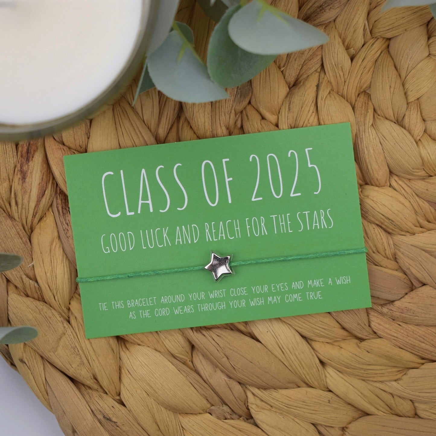 Class of 2025 Good Luck And Reach For The Stars Wish Bracelet | Green