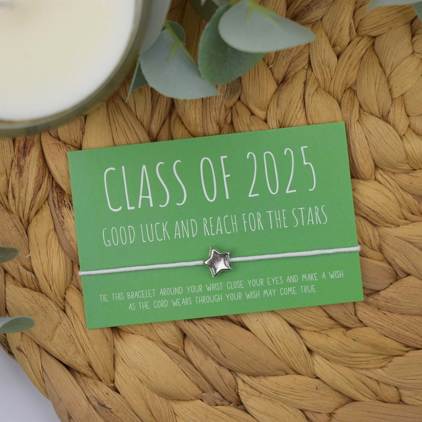 Class of 2025 Good Luck And Reach For The Stars Wish Bracelet | Green