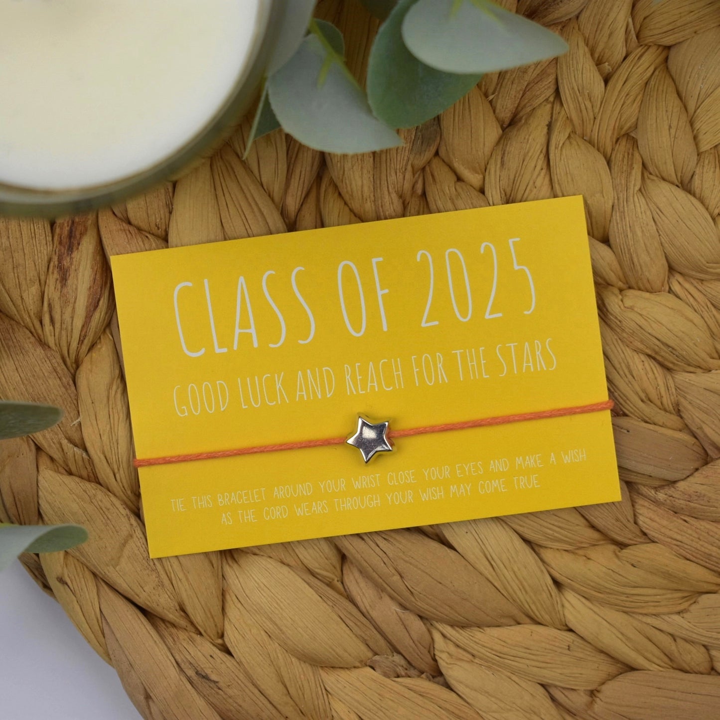 Bulk Priced | Class of 2025 Good Luck And Reach For The Stars Wish Bracelet | Yellow