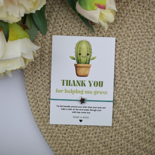 Thank You For Helping Me Grow Cactus Wish Bracelet