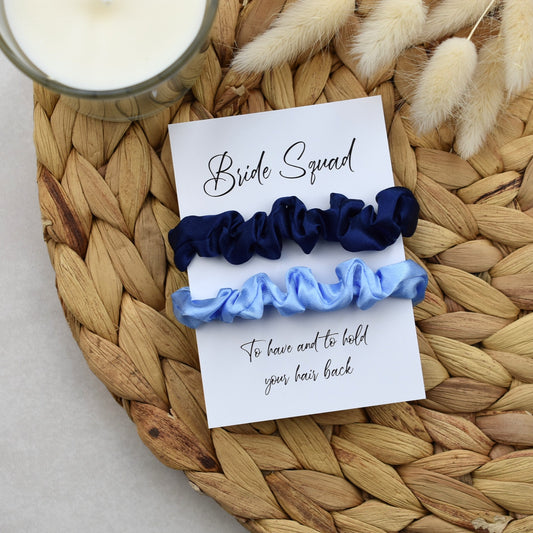 Navy & Light Blue Wedding Hair Scrunchies