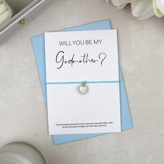 CLEARANCE - Will You Be My Godmother? Wish Bracelet | Heart Charm
