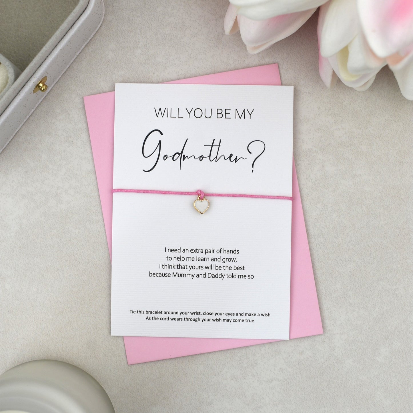 CLEARANCE - Will You Be My Godmother? Wish Bracelet | Heart Charm