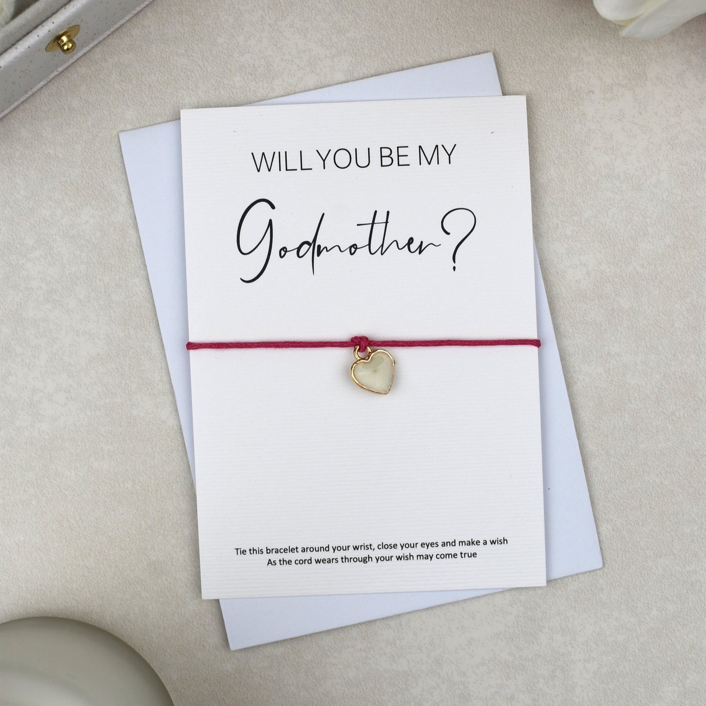 CLEARANCE - Will You Be My Godmother? Wish Bracelet | Heart Charm