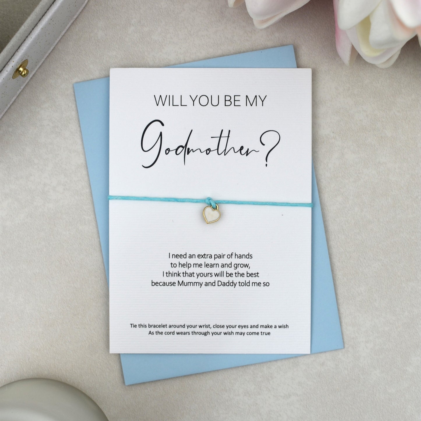 CLEARANCE - Will You Be My Godmother? Wish Bracelet | Heart Charm