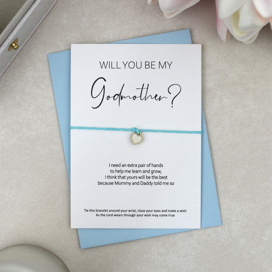 CLEARANCE - Will You Be My Godmother? Wish Bracelet | Heart Charm