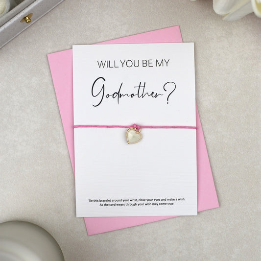 CLEARANCE - Will You Be My Godmother? Wish Bracelet | Heart Charm