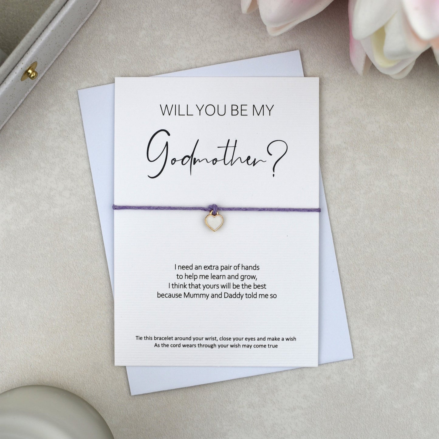 CLEARANCE - Will You Be My Godmother? Wish Bracelet | Heart Charm