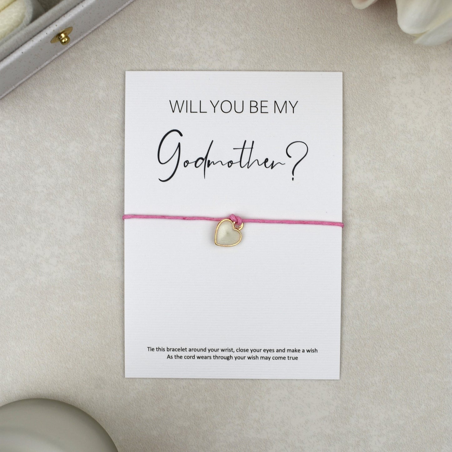 CLEARANCE - Will You Be My Godmother? Wish Bracelet | Heart Charm