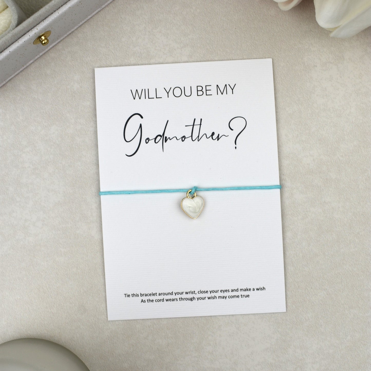 CLEARANCE - Will You Be My Godmother? Wish Bracelet | Heart Charm