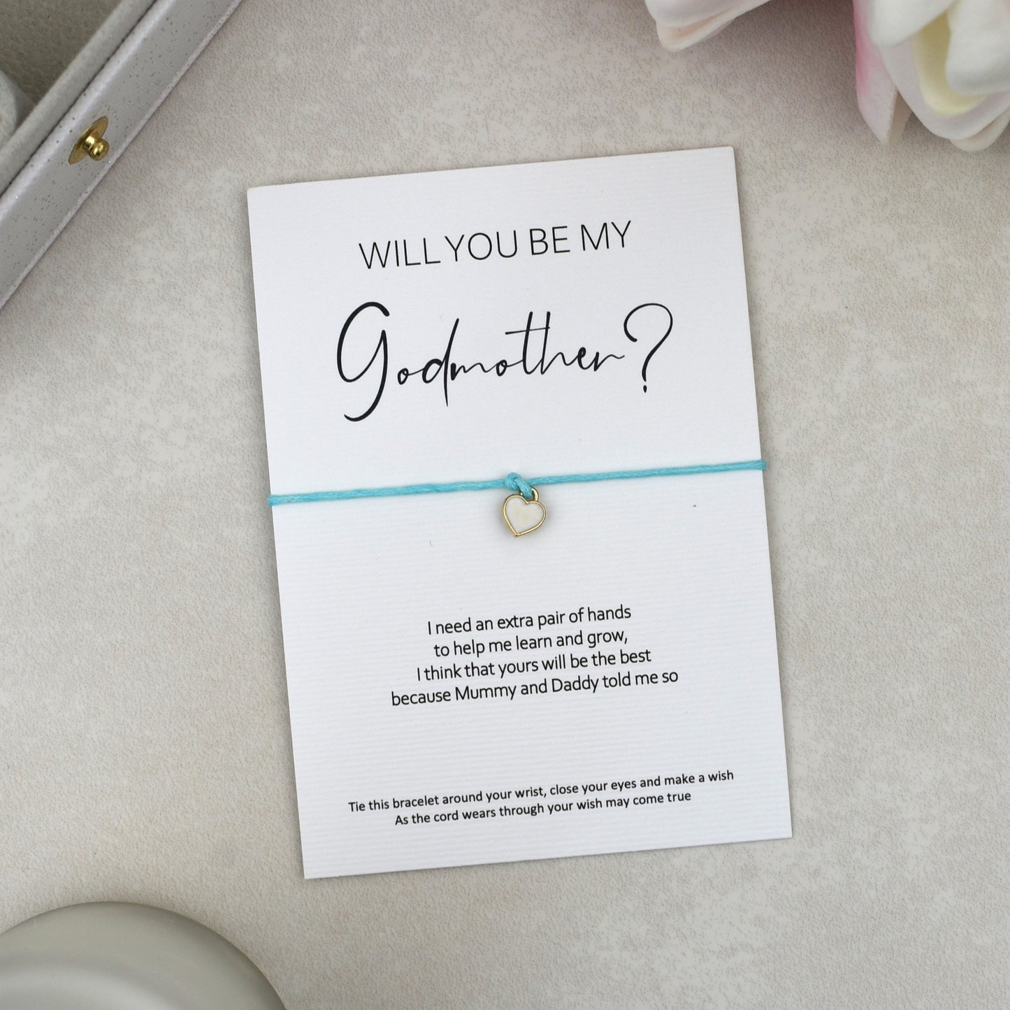 CLEARANCE - Will You Be My Godmother? Wish Bracelet | Heart Charm