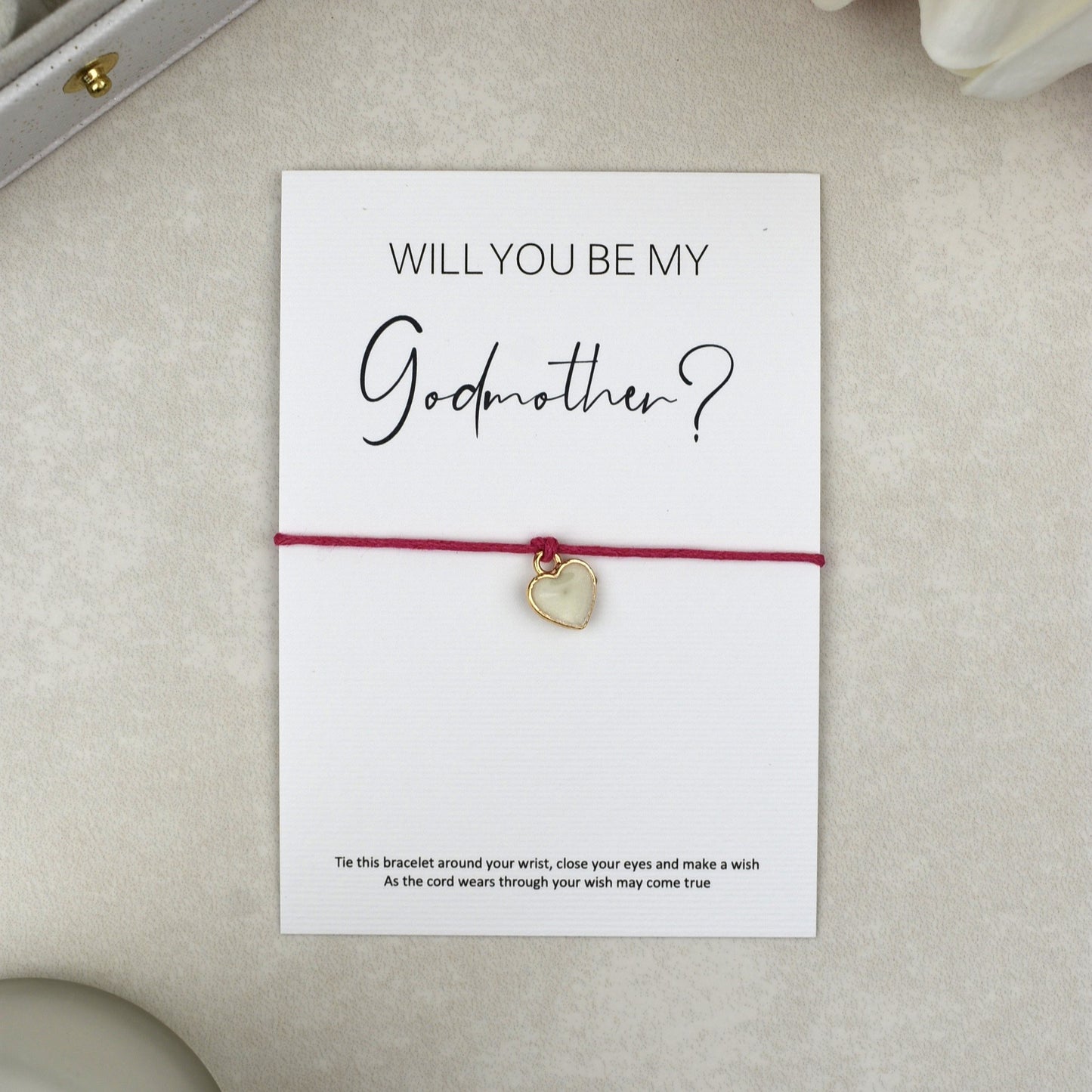 CLEARANCE - Will You Be My Godmother? Wish Bracelet | Heart Charm