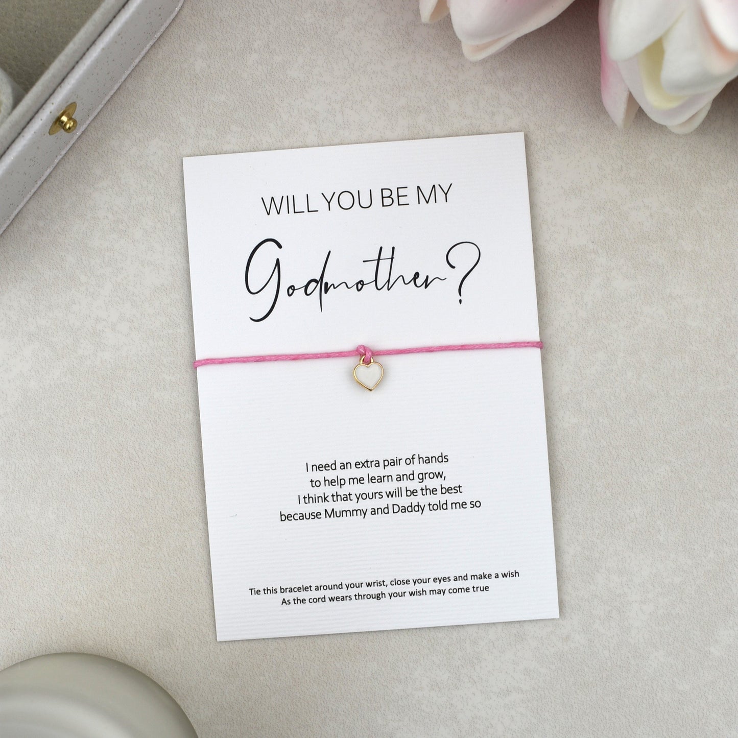 CLEARANCE - Will You Be My Godmother? Wish Bracelet | Heart Charm