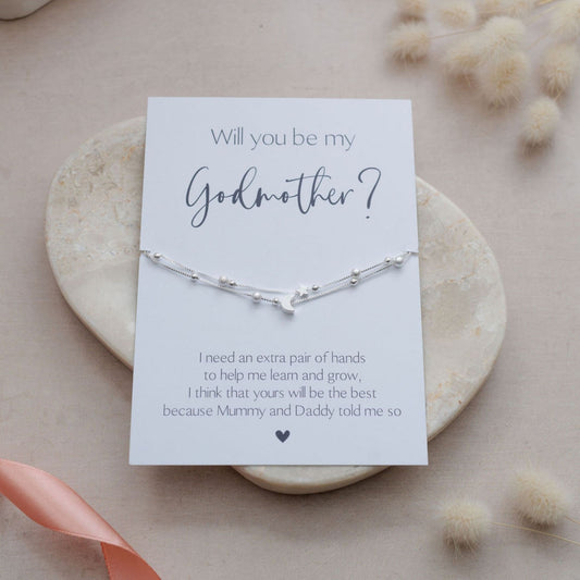 Will You Be My Godmother Bracelet - Star & Moon Charms