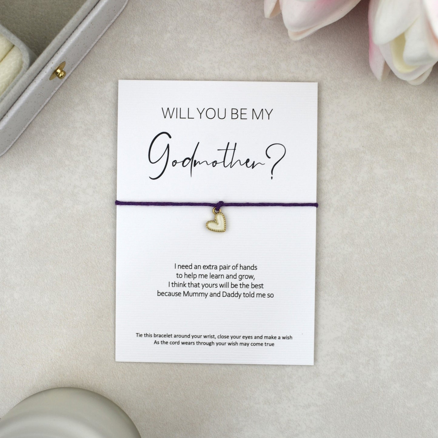 CLEARANCE - Will You Be My Godmother? Wish Bracelet | Heart Charm