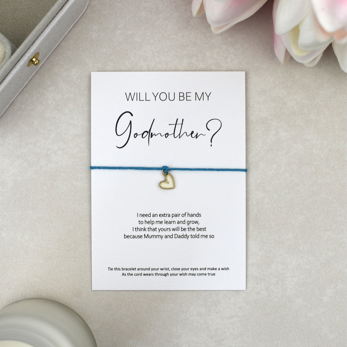 CLEARANCE - Will You Be My Godmother? Wish Bracelet | Heart Charm