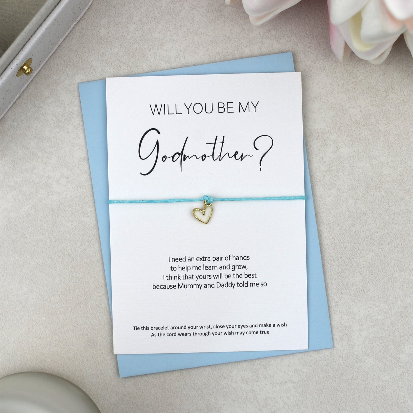 CLEARANCE - Will You Be My Godmother? Wish Bracelet | Heart Charm