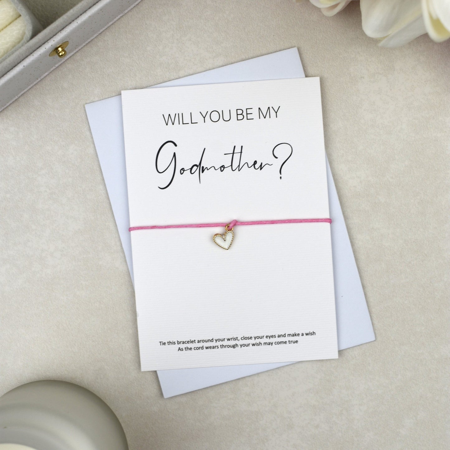 CLEARANCE - Will You Be My Godmother? Wish Bracelet | Heart Charm