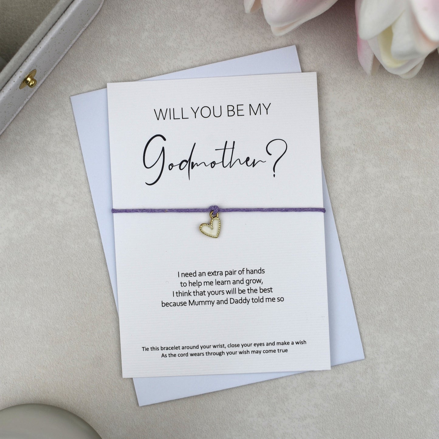 CLEARANCE - Will You Be My Godmother? Wish Bracelet | Heart Charm