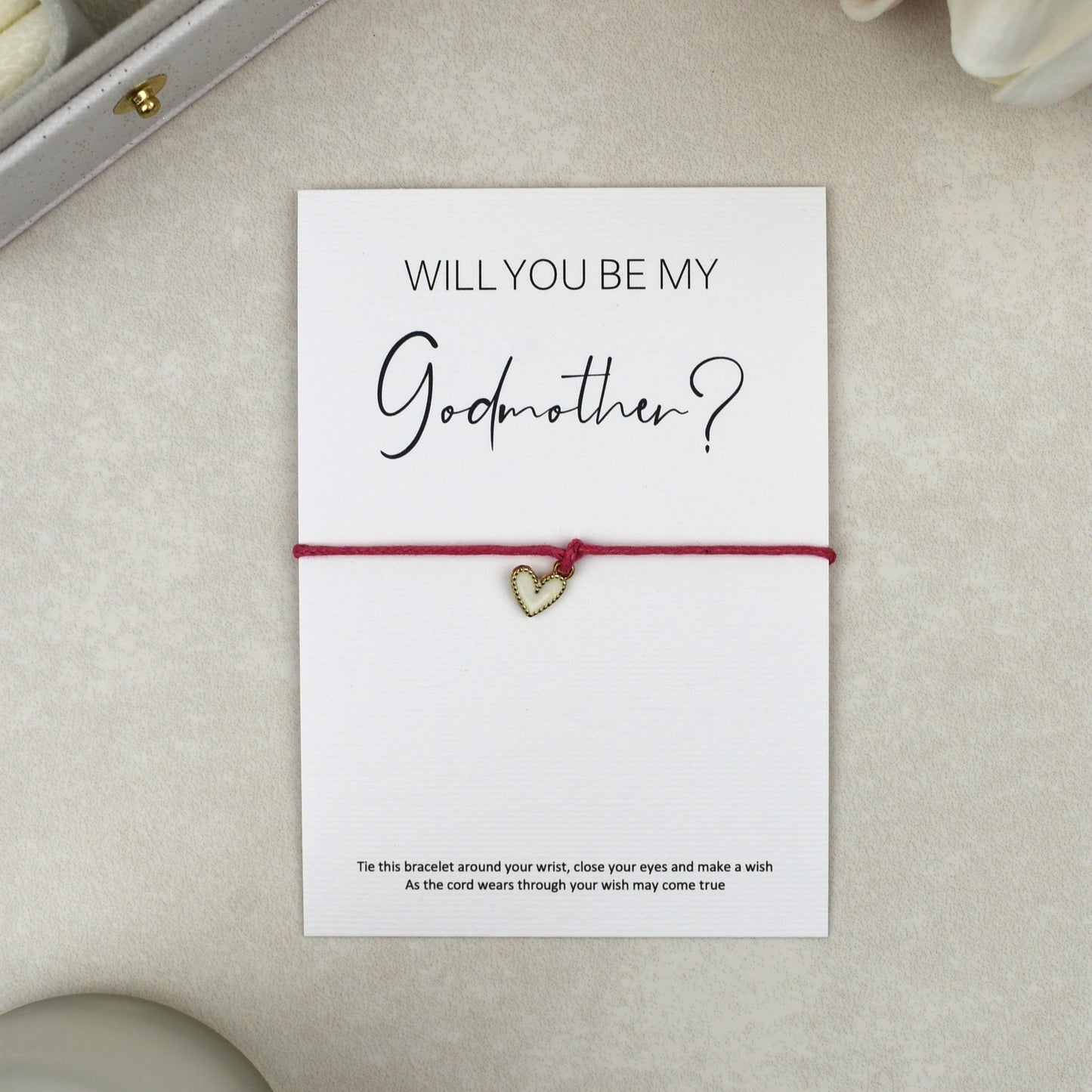 CLEARANCE - Will You Be My Godmother? Wish Bracelet | Heart Charm