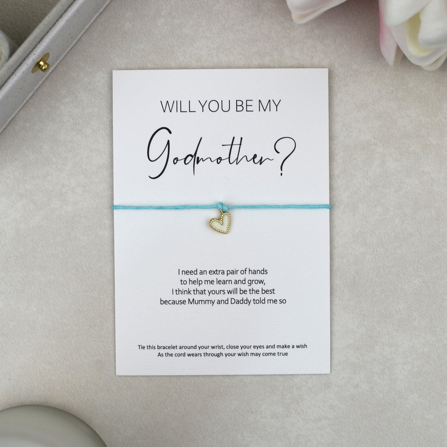 CLEARANCE - Will You Be My Godmother? Wish Bracelet | Heart Charm