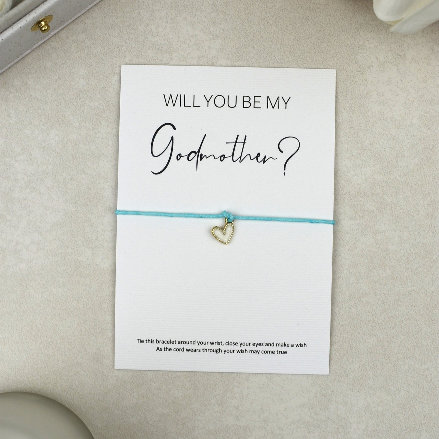 CLEARANCE - Will You Be My Godmother? Wish Bracelet | Heart Charm