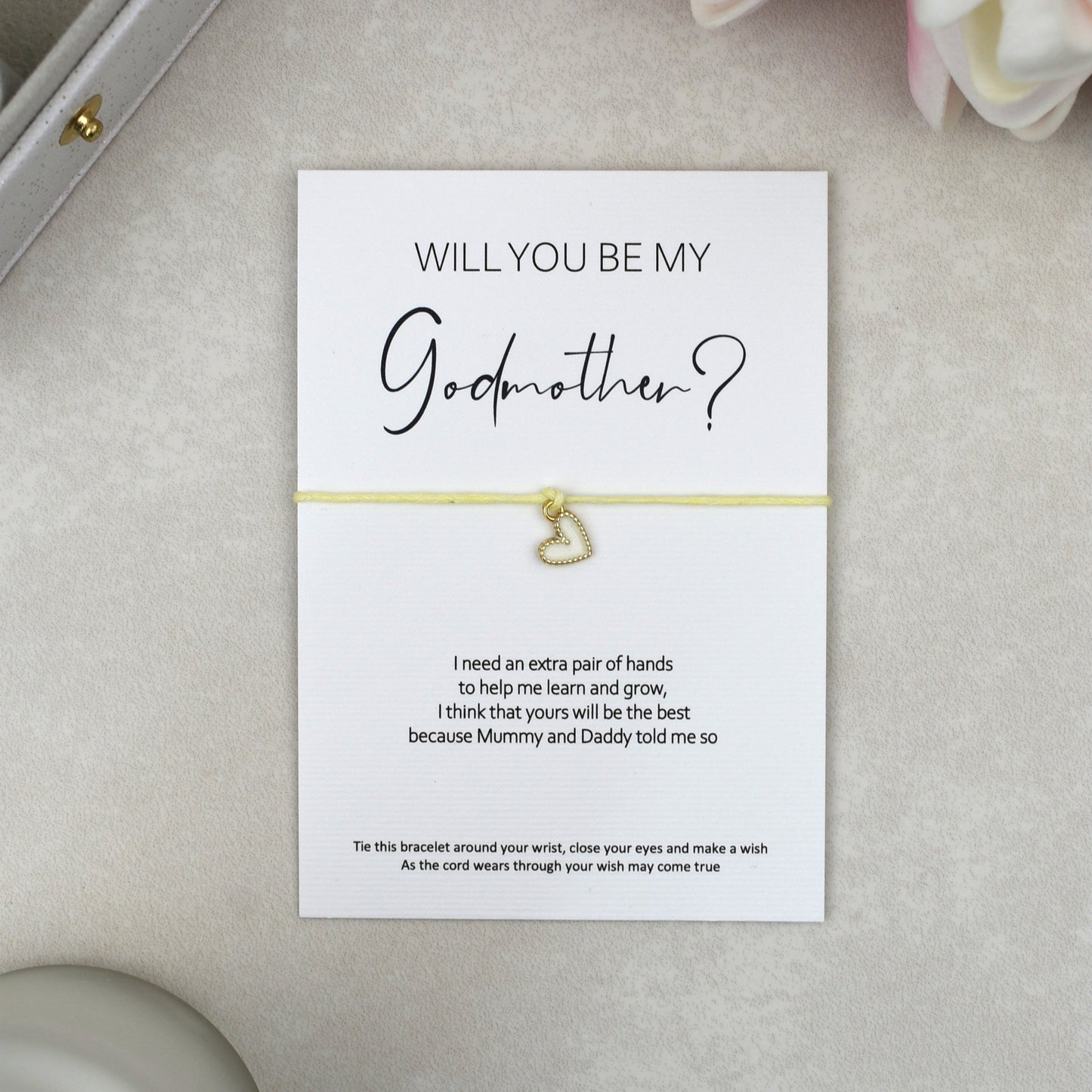 CLEARANCE - Will You Be My Godmother? Wish Bracelet | Heart Charm