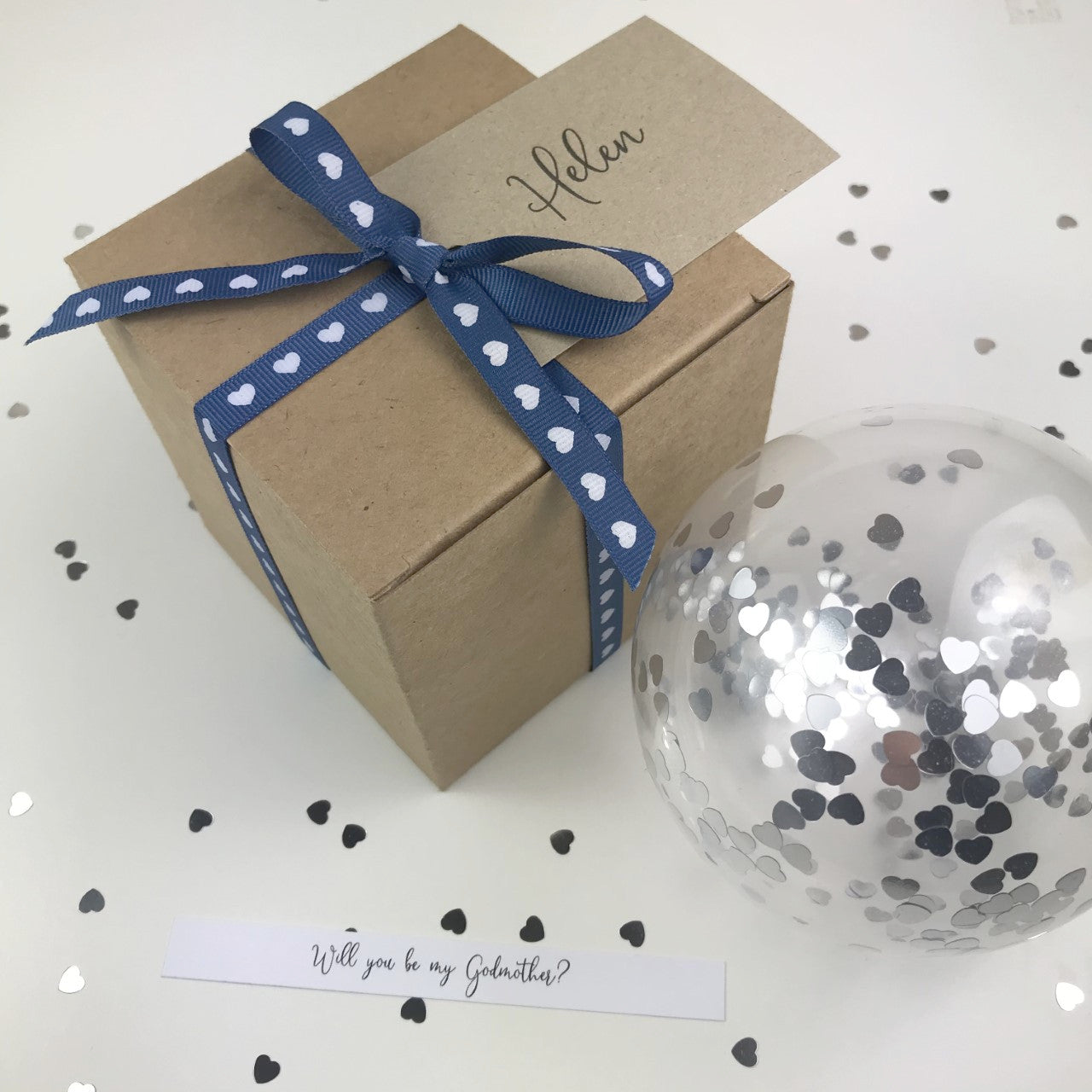 Personalised Dark Blue Heart Balloon Proposal Box