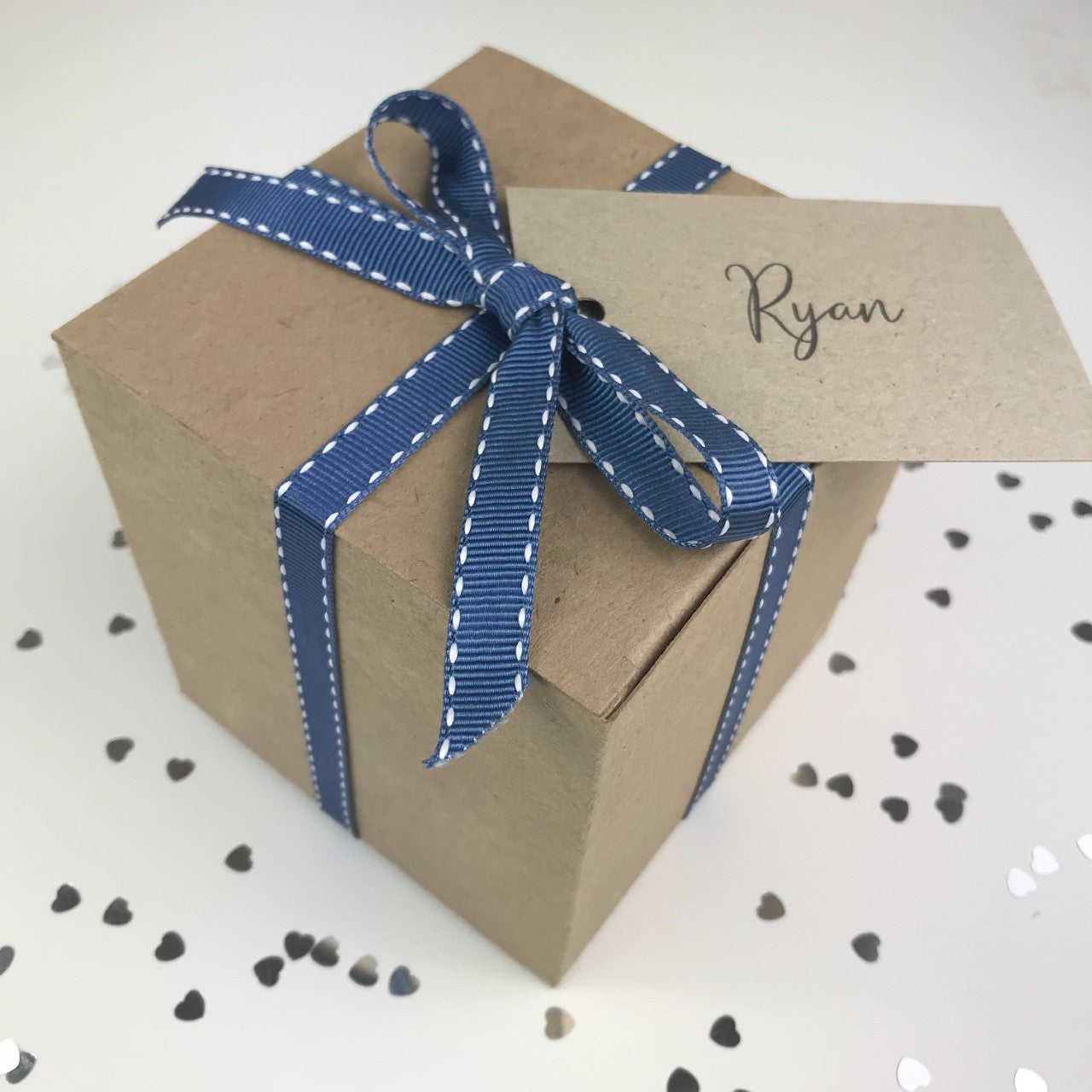 Personalised Dark Blue Ribbed Balloon Proposal Box