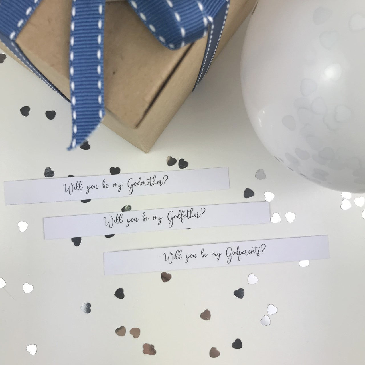 Personalised Dark Blue Ribbed Balloon Proposal Box